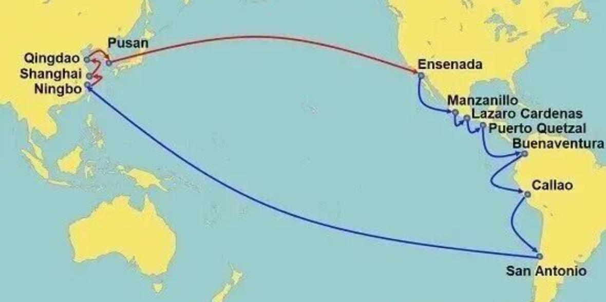 WSA6 Route Port Call Map WSA6 Route Port Call Map