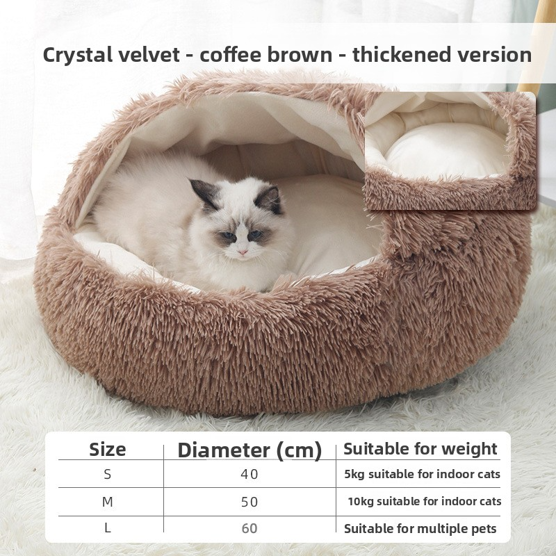 All-Season Enclosed Pet Bed - Warm Cushion for Cats & Dogs