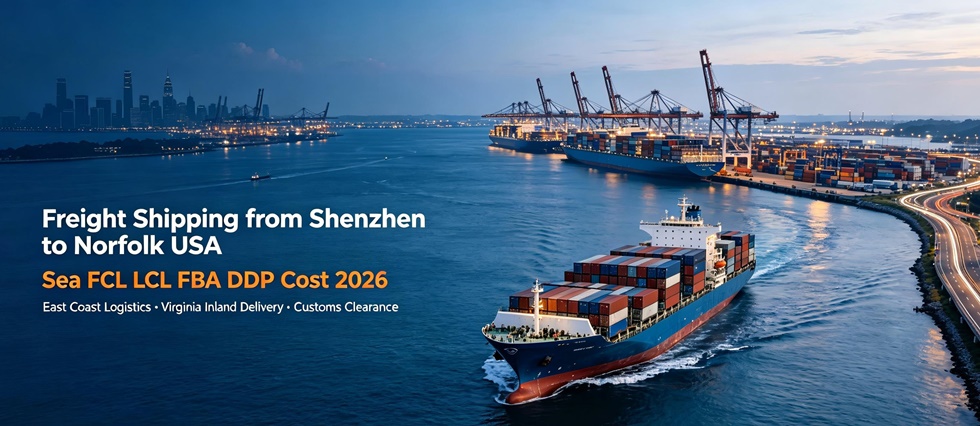 freight shipping from China to Norfolk USA Door-to-door freight shipping workflow Shenzhen to Norfolk with US customs clearance