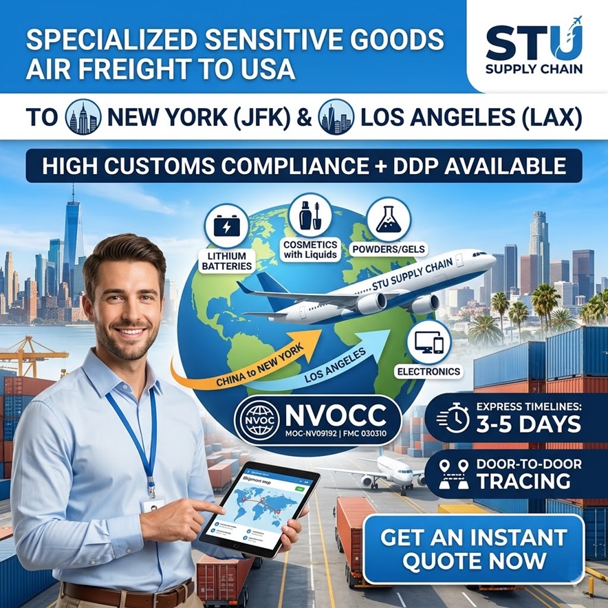 air freight forwarder China to JFK LAX USA