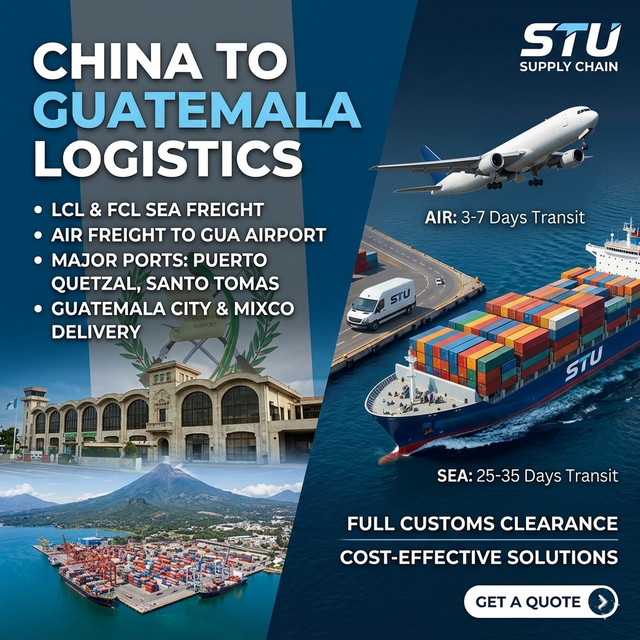 Shipping container from China to Puerto Quetzal and Santo Tomas Guatemala