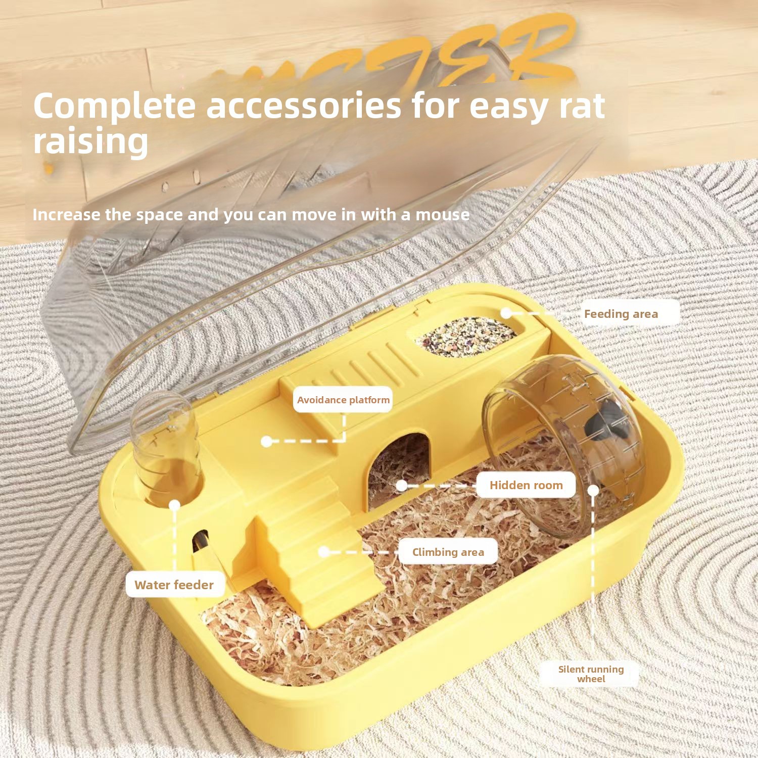 Hamster Luxury Cage - Double-Space, Easy-Assemble Pet Hamster Habitat