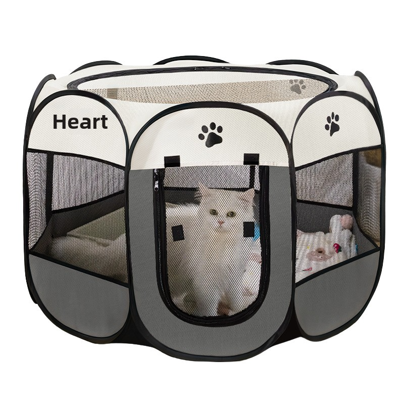 Cat Whelping Box - Enclosed Birthing Kit & Octagonal Pet Playpen Fence for Cats Dogs