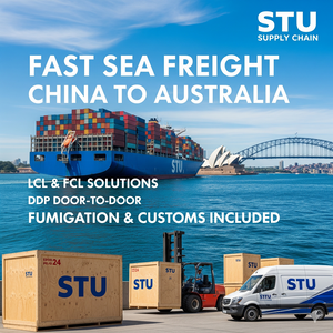 STU Supply Chain professional sea freight from China to Australia, including LCL, FCL, and DDP door-to-door services with fumigation and customs clearance to Sydney, Melbourne, and Brisbane