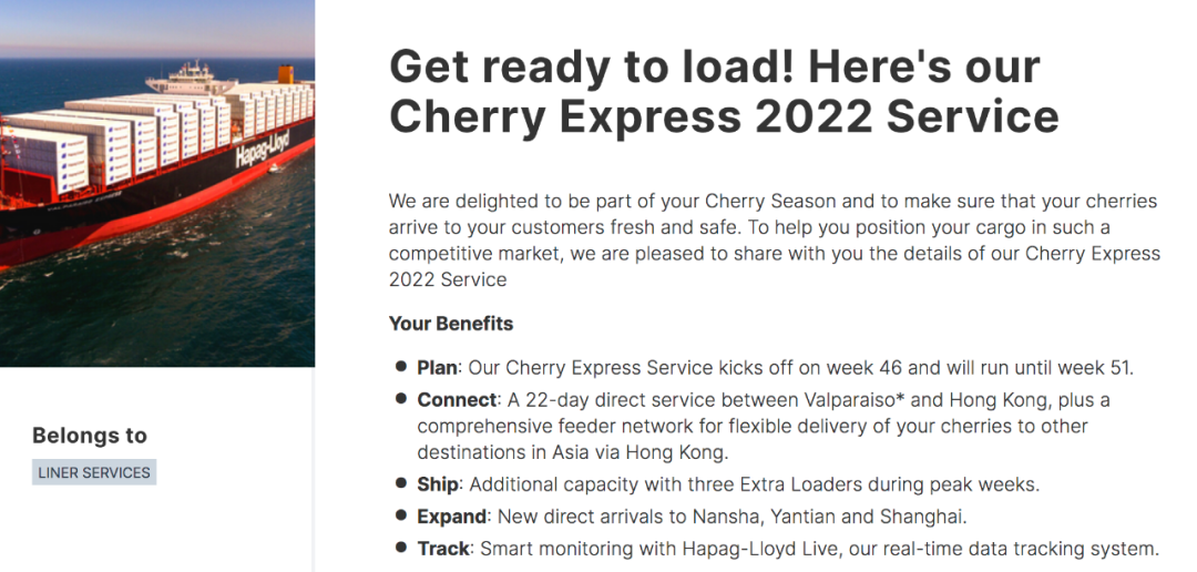 Hapag-Lloyd to Lauch Cherry Express Service Chile-China