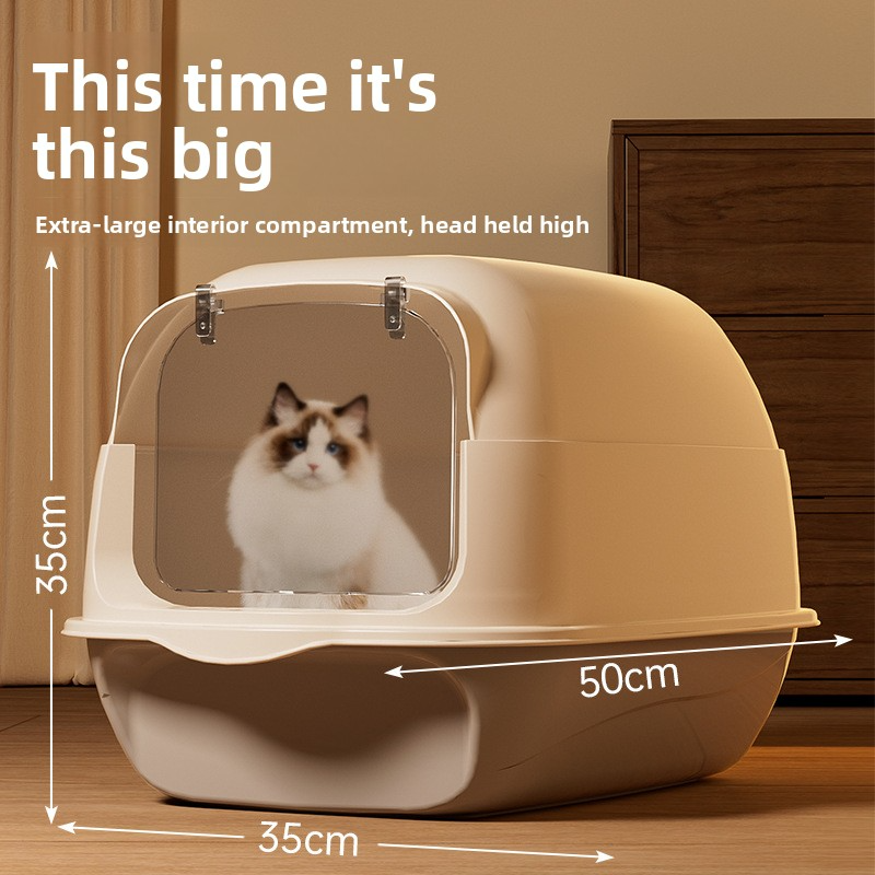 Extra-Large Fully Enclosed Cat Litter Box - Odor Control with Scoop