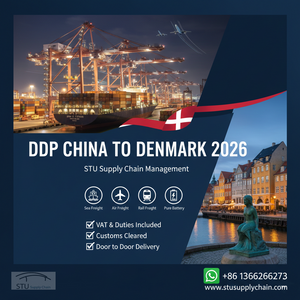 STU Supply Chain provides DDP shipping from China to Denmark including customs clearance, 25% VAT and duties paid for sea, air, and rail freight.