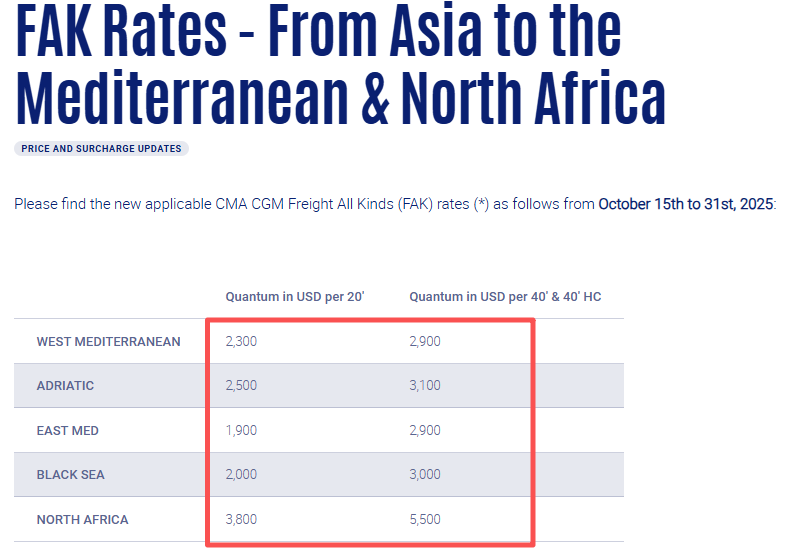 CMA FAK Rates