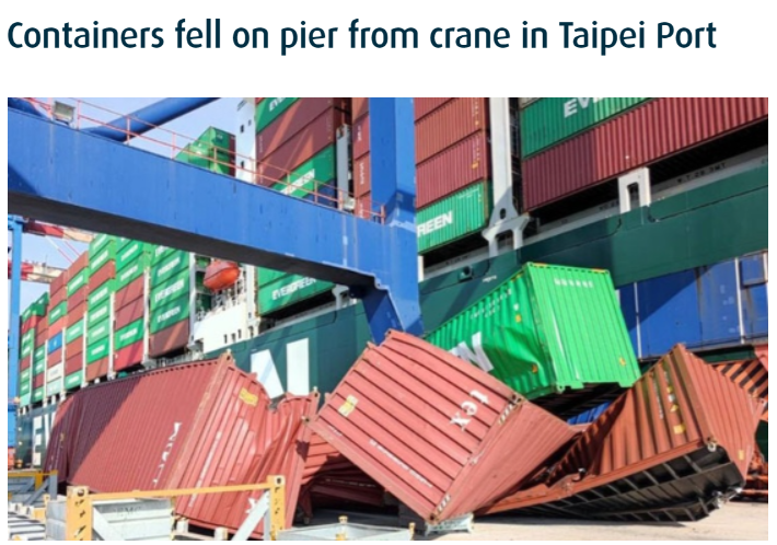 Containers fall from Evergreen ship Ever Forever in Taipei
