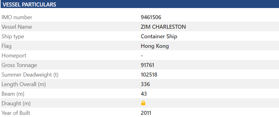 ZIM container ship ZIM CHARLESTON fire in containers