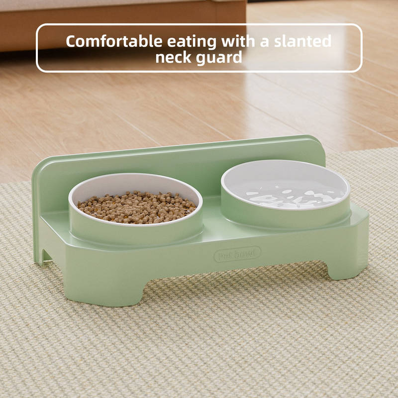 Minimalist Pet Double Bowl - Food & Water Feeder for Cats & Dogs