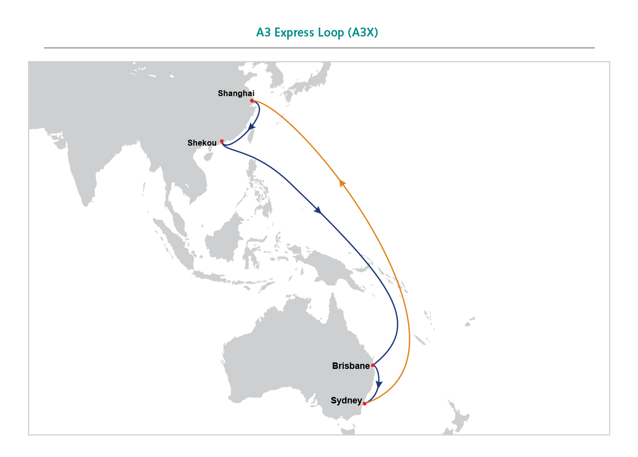OOCL Launches A3 Express Loop (A3X) Service