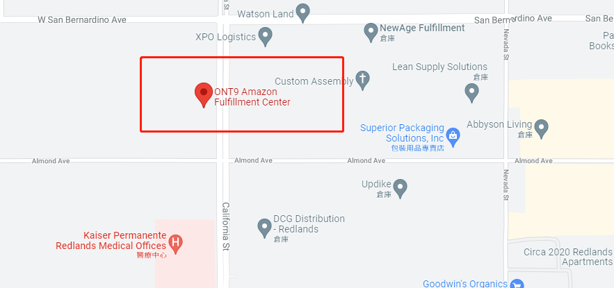 U.S. West Coast Amazon FBA Warehouse Locations ONT9
