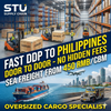 STU Supply Chain oversized cargo shipping from China to Philippines with 450 RMB per CBM rates and Manila skyline background