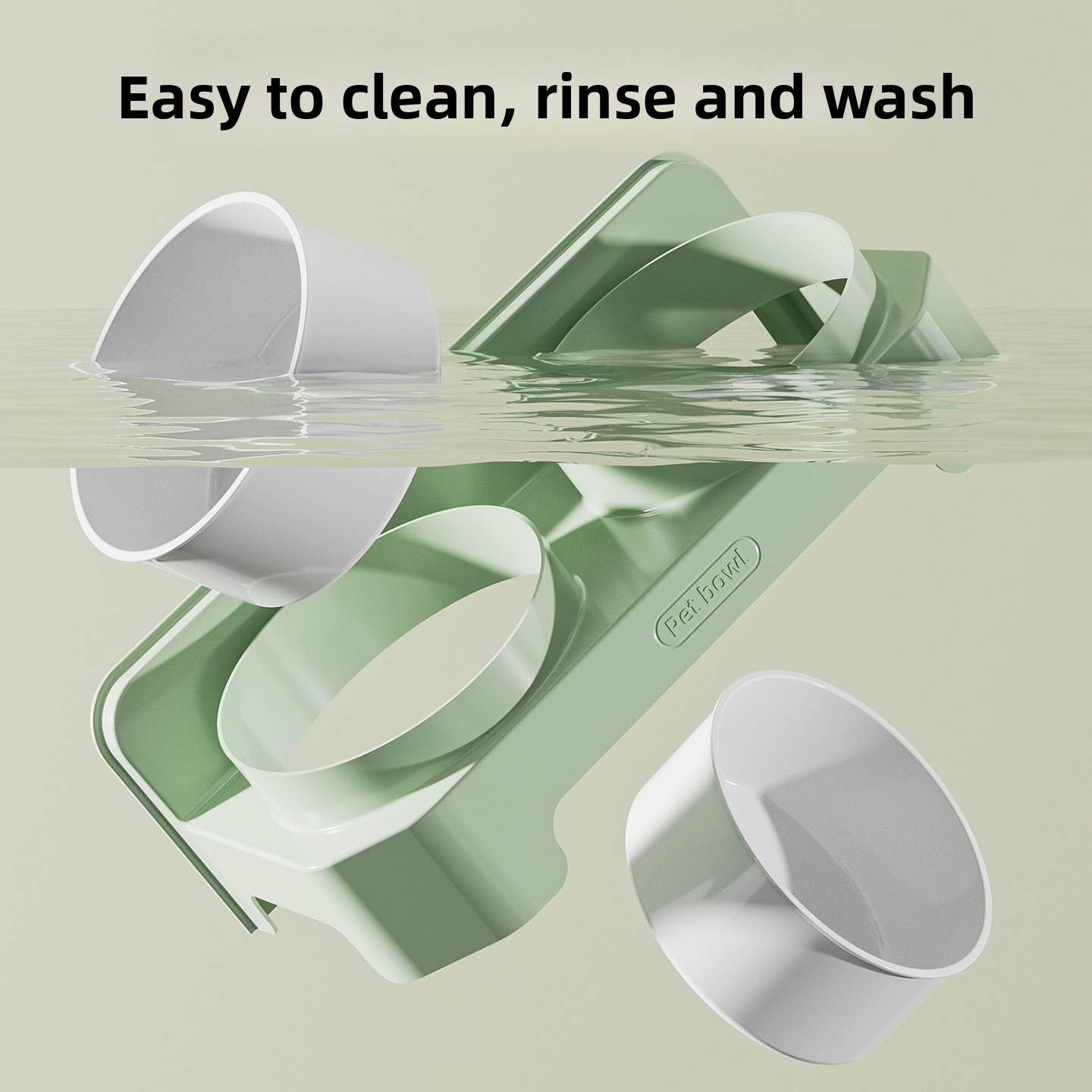 Minimalist Pet Double Bowl - Food & Water Feeder for Cats & Dogs