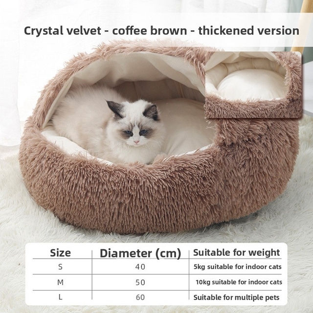All-Season Enclosed Pet Bed - Warm Cushion for Cats & Dogs