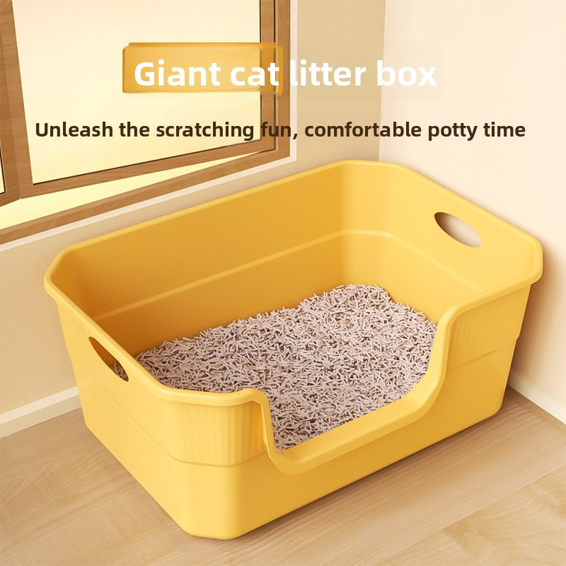 Extra-Large Semi-Enclosed Cat Litter Box - Anti-Splash Pet Litter Pan