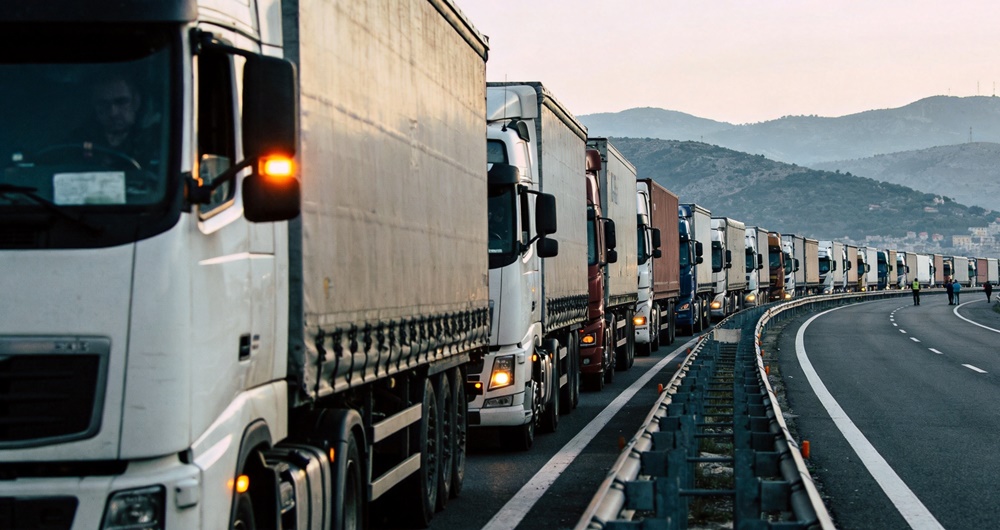  Freight truck stopped at a roadblock in France amid nationwide October 2026 protests delaying DDP deliveries
