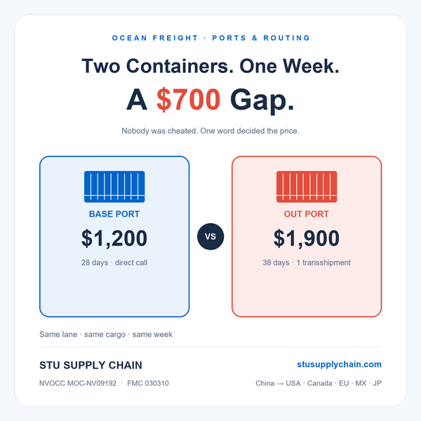 Two Containers, One Week, a $700 Gap: The Hidden Rules of Base Ports, Out Ports and Transshipment Ports