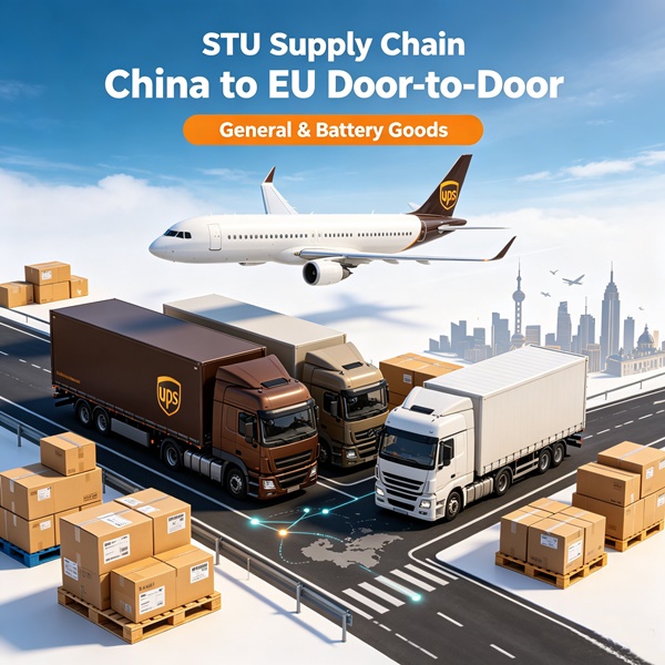 China to EU door-to-door air freight service, general and battery goods shipping with UPS
