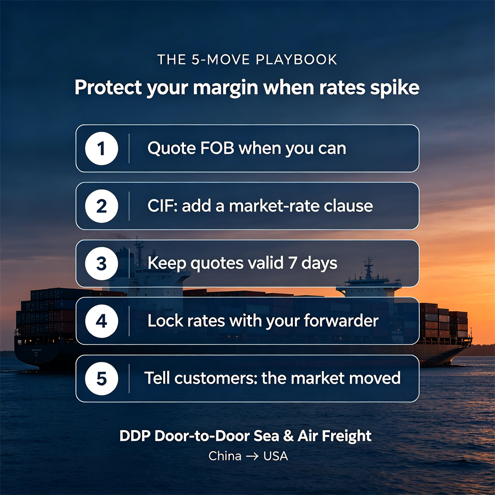 5-move ocean freight quoting playbook - FOB, CIF market rate clause, 7 day quote validity, DDP door to door