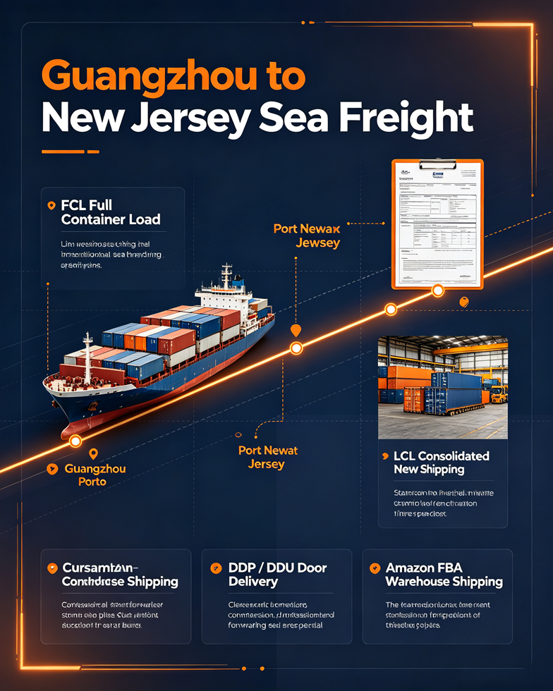 14 days fast sea shipping transit time Guangzhou to New Jersey, DDP DDU door delivery